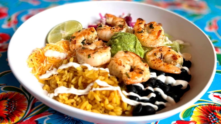 A shrimp bowl at Lucharitos in Melville.