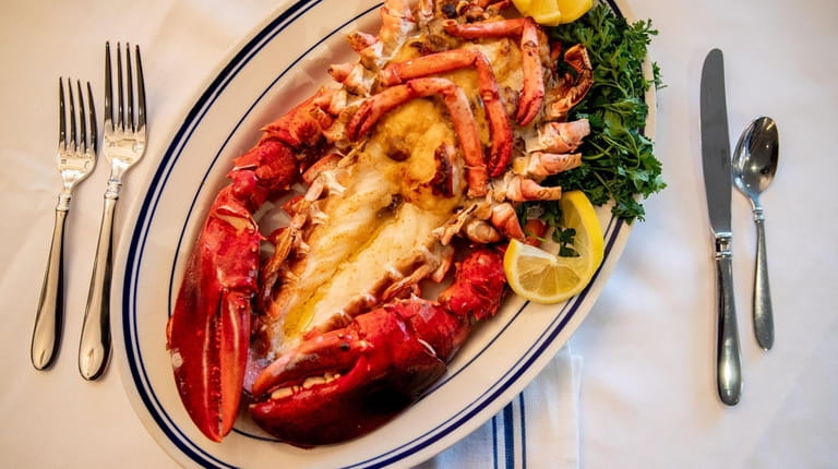 The two-pound stuffed lobster at the Jolly Fisherman & Steak...