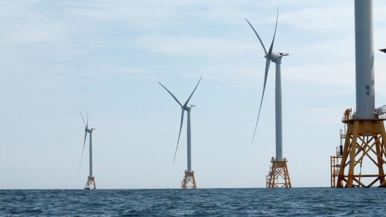 These turbines are part of a Deepwater Wind offshore wind farm...