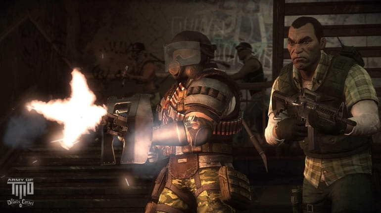 A screengrab shows a scene from the video game "Army...