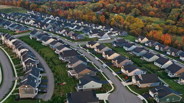 A new housing development is seen from above, Oct. 12,...