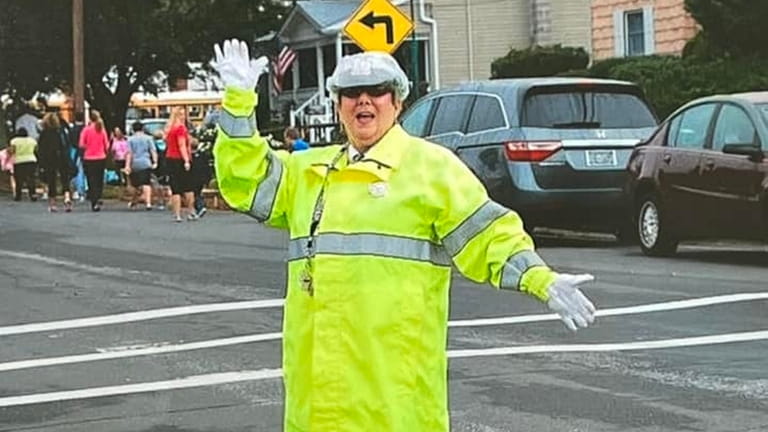 Florence Young working as a crossing guard at one of her posts...