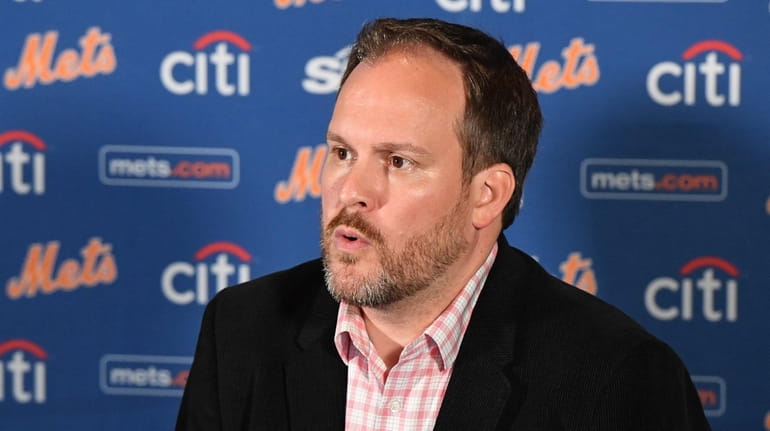 Mets acting general manager Zack Scott speaks at a press...