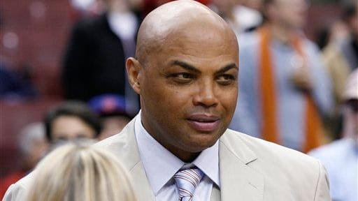 Charles Barkley talks to fans before the 76ers' game against...