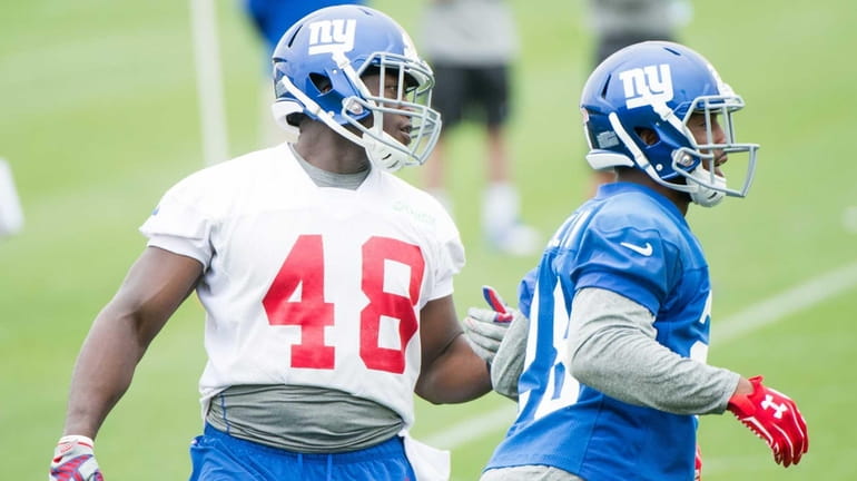 The New York Giants' Will Tye runs a drill during...