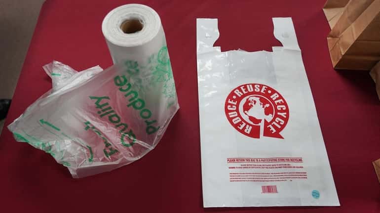 Plastic bags at FetPak Inc. in Commack that will be...