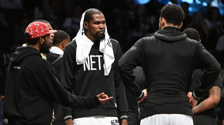 The Nets' Kyrie Irving, Kevin Durant and Ben Simmons talk...