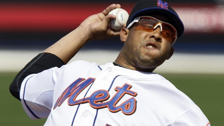 New York Mets pitcher Francisco Rodriguez throws in relief in...