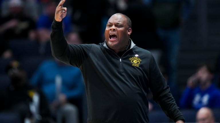 Grambling State coach Donte' Jackson gestures during the first half...
