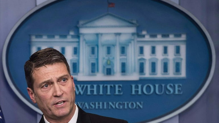 Rear Adm. Ronny Jackson, the White House physician, speaks to...