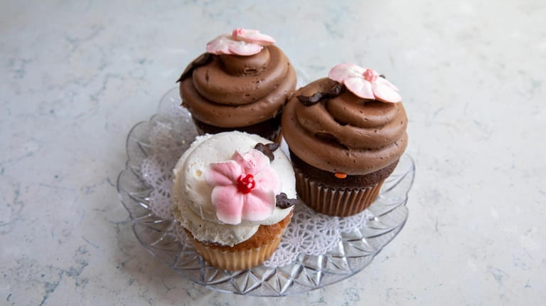 Cherry blossom-themed cupcakes at Blue Duck Bakery Cafe at the...