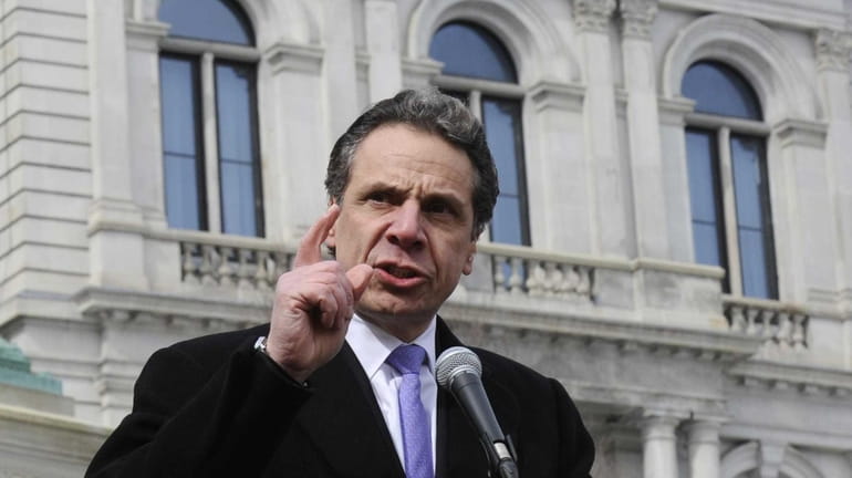 New York Gov. Andrew Cuomo speaks at a rally on...