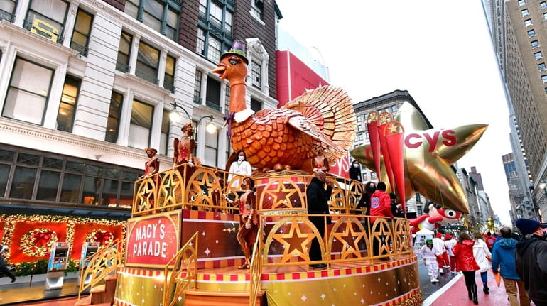A view of the Tom Turkey float at the TV-only Macy's...