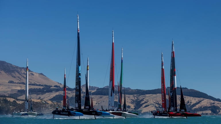 New Zealand SailGP Team helmed by Peter Burling leads the...