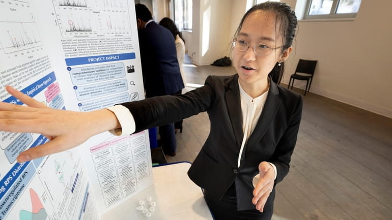 Amber Luo at the finals of the Regeneron science competition...