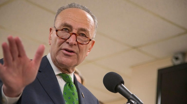 Sen. Chuck Schumer at a news conference at Town of...