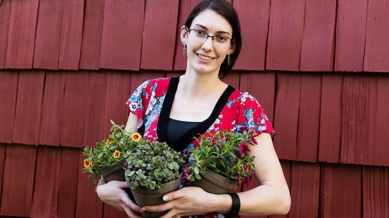 Millennial gardener Victoria Ferremi, a student at Farmingdale State College...