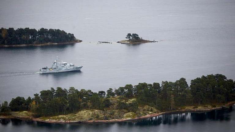 Swedish Navy minesweeper HMS Koster patrols in the Stockholm Archipelago,...