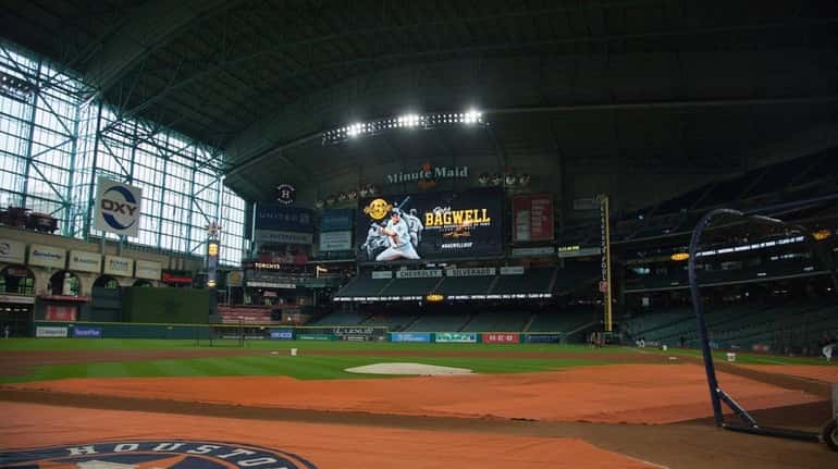 Preparations begin as the Houston Astros honor Jeff Bagwell for...