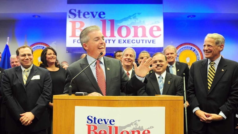 Steve Bellone speaks to supporters at the Democratic election night...