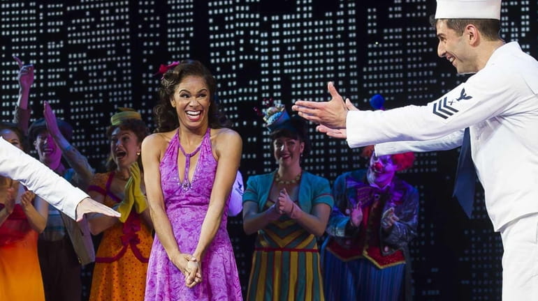 Misty Copeland, center, appears at the curtain call for her...