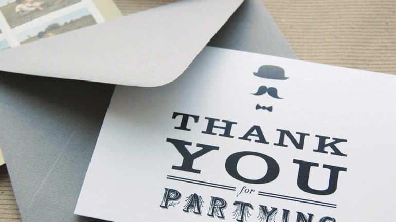 A wedding thank you note, designed by Swiss Cottage Designs.