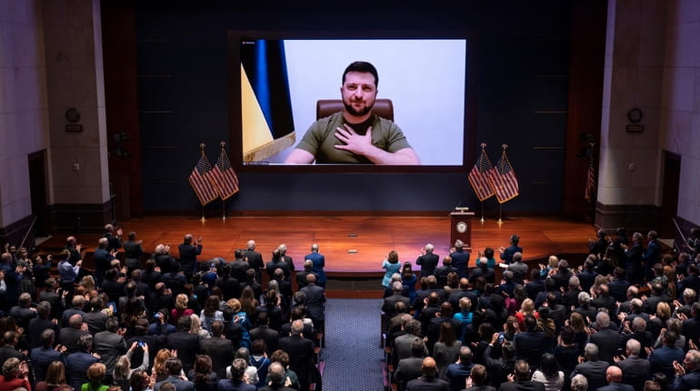 Ukrainian President Volodymyr Zelenskyy addresses Congress via video.