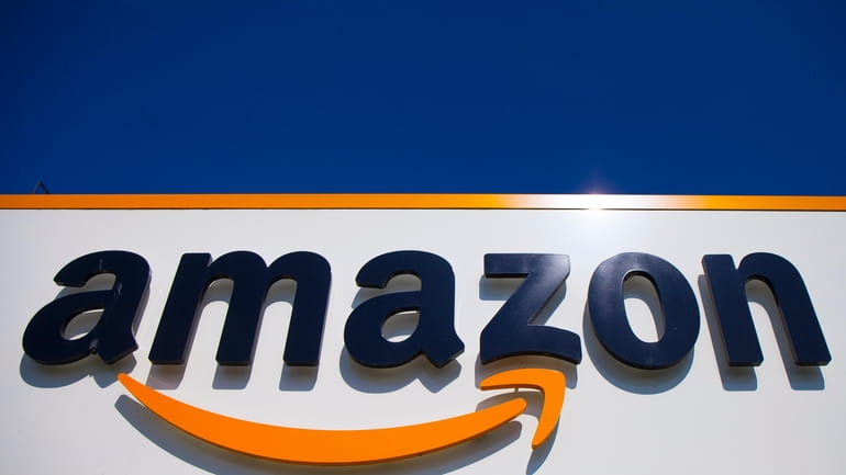The Amazon logo is seen in Douai, northern France, April...