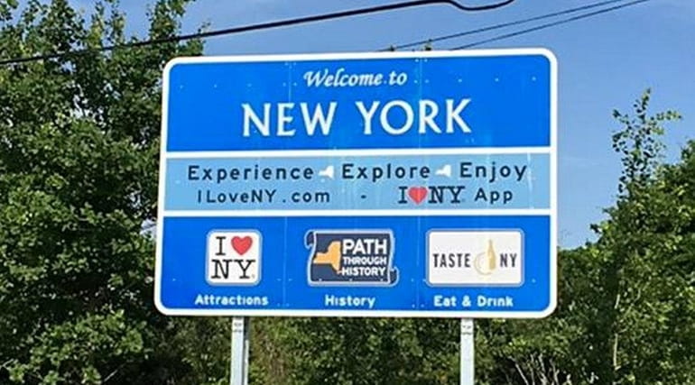 One of the state's new "Welcome to New York" signs...