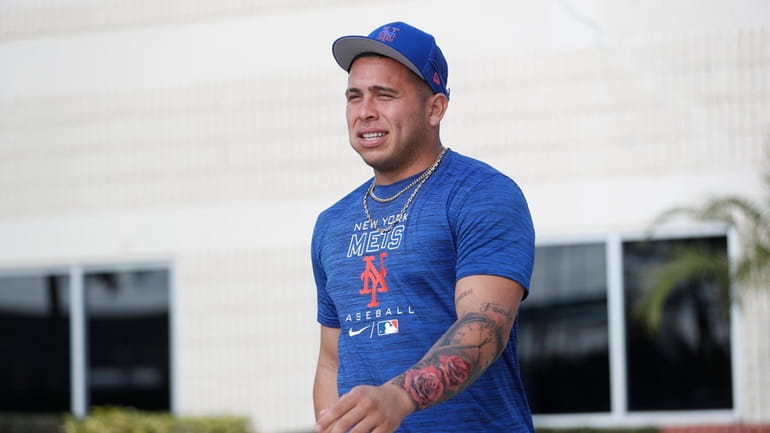 New York Mets Minor League catcher Francisco Alvarez during practice...