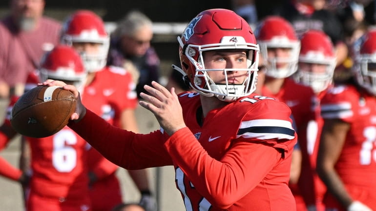 Stony Brook quarterback Charlie McKee passes against Maine during a...