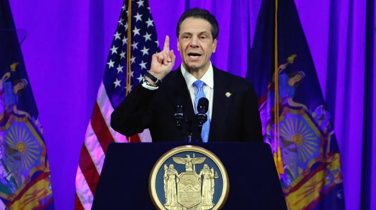 New York Gov. Andrew M. Cuomo delivers his third inaugural...