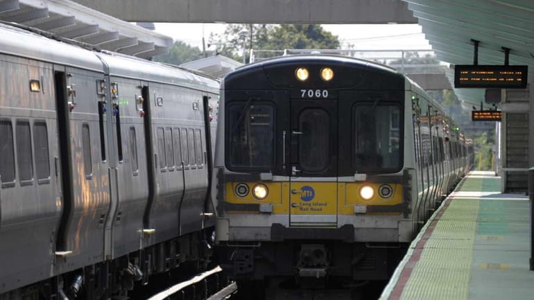A file photo of a train arriving at the LIRR's...