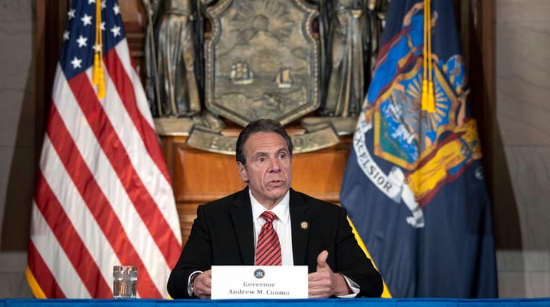 Governor Andrew M. Cuomo provides a coronavirus update during a...