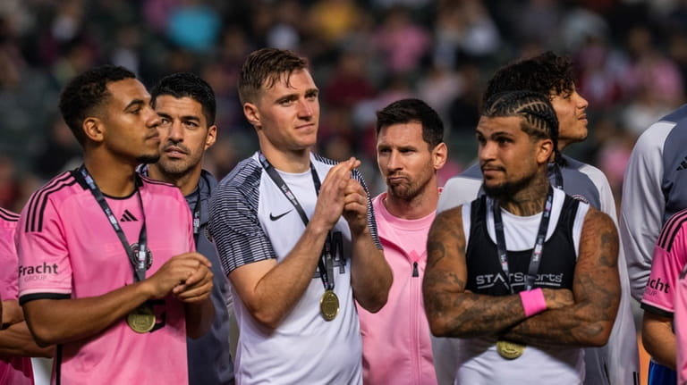 Inter Miami's Lionel Messi, center back, looks on following the...