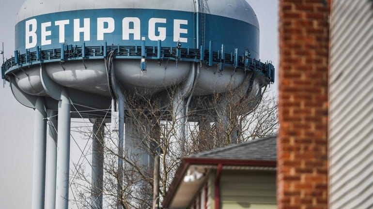A Bethpage Water District tower. Earlier this week, Grumman and...