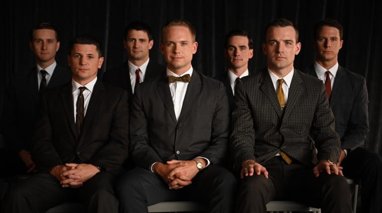 Back left to right: Aaron Staton as Wally Schirra, James...
