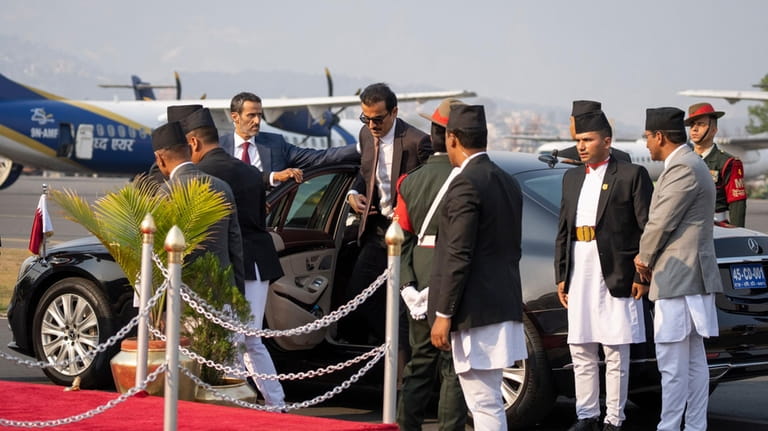 Qatar's Emir Sheikh Tamim bin Hamad Al arrives at Tribhuvan...
