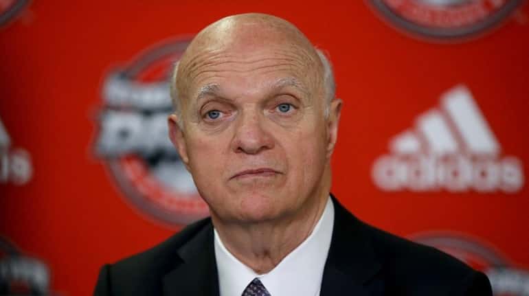 Lou Lamoriello speaks to the media after the NHL Draft...