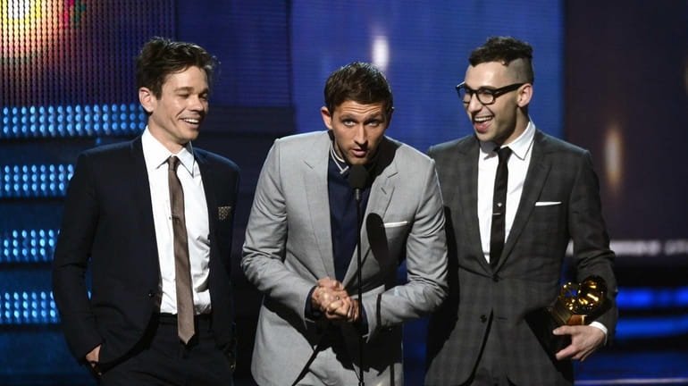 Musicians Nate Ruess, from left, Jack Antonoff and Andrew Dost...