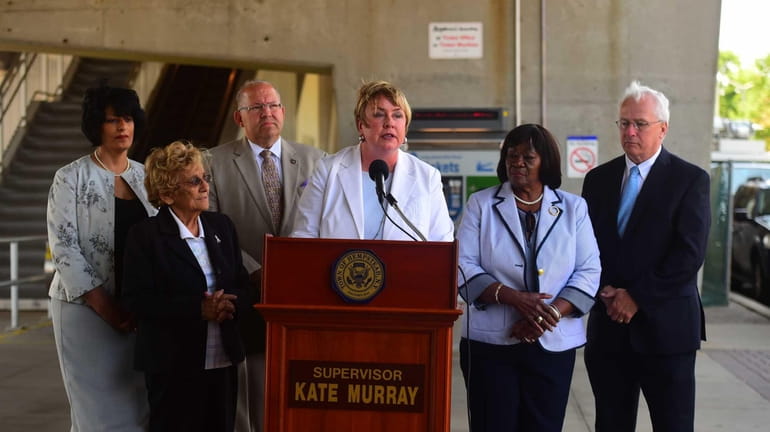 Hempstead Town Supervisor Kate Murray and other government officials held...