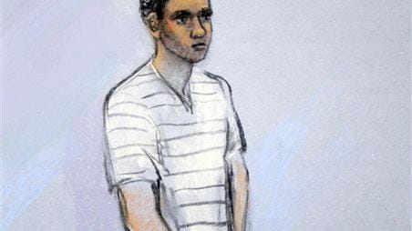 This courtroom sketch shows defendant Robel Phillipos appearing in front...