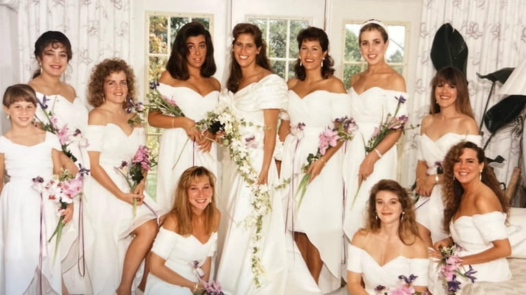 Ivory was worn by the bride and her bridesmaids for...