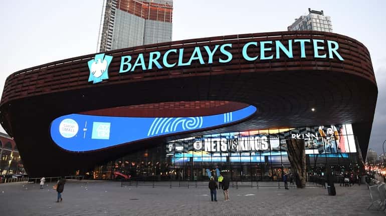 A view of Barclays Center before fans arrive for an...