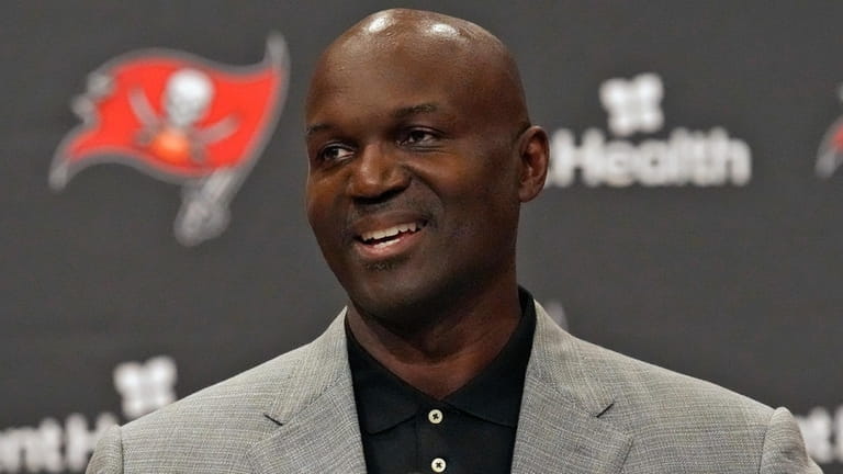 New Buccaneers head coach Todd Bowles speaks to the media during...