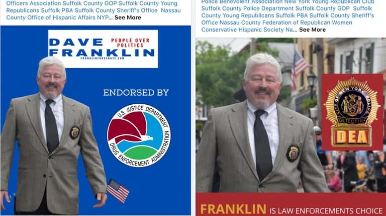 This composite image shows two endorsement postings from Dave Franklin's...