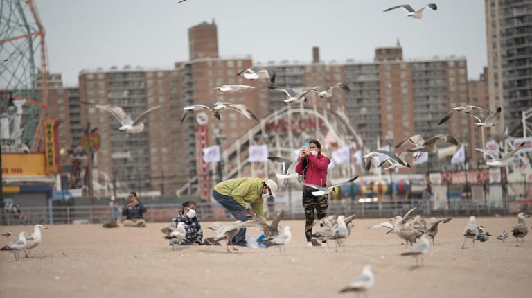 The scene at Coney Island Beach in May 2020.