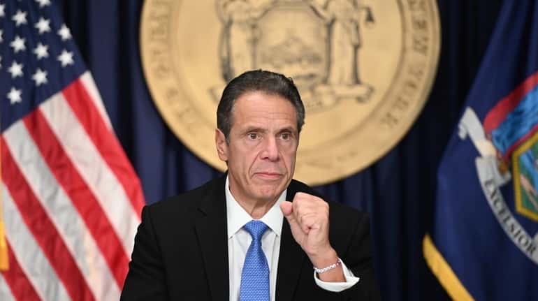 Governor Andrew M. Cuomo during his coronavirus briefing in New...