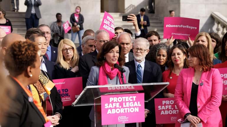 Gov. Kathy Hochul at a Planned Parenthood rally outside the...