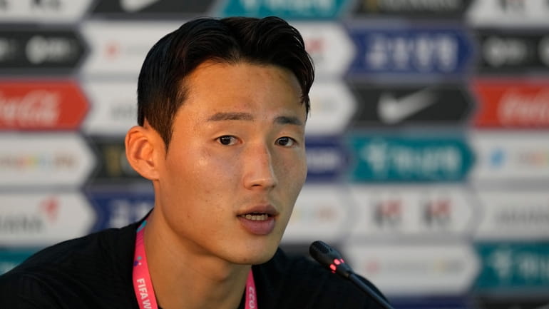 South Korea's Son Jun-ho speaks during a press conference before...